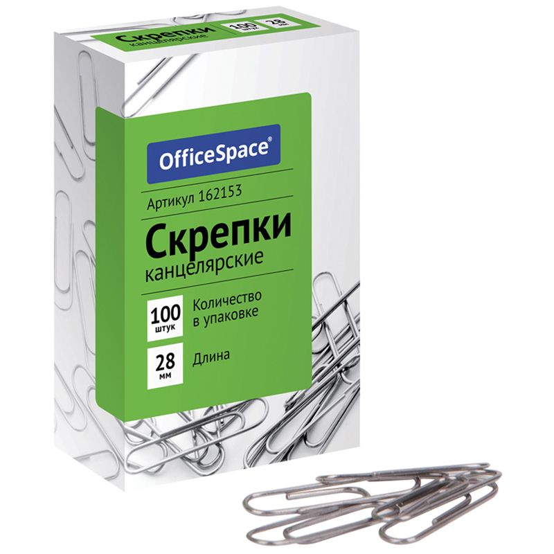 Скрепки 28мм*100шт OfficeSpace