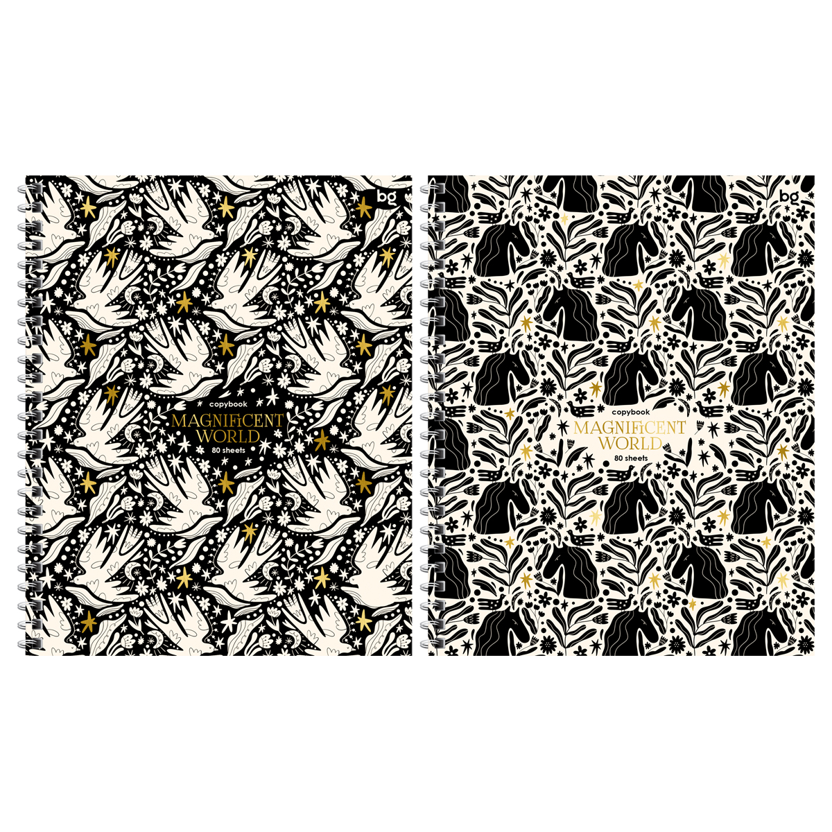 Тетрадь 80л., А5, клетка на гребне BG "Magnificent World", матовая ламинация, тиснение фольгой, твер