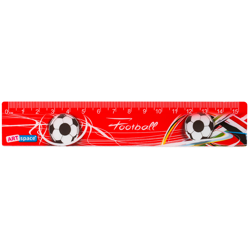 Линейка 15см пластиковая ArtSpace Футбол 