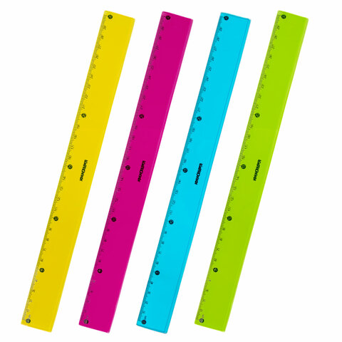 Линейка 30см пластиковая ЮНЛАНДИЯ "Color", тонированная, ассорти