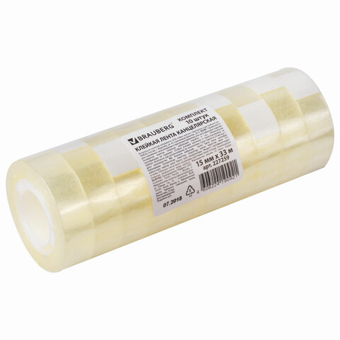 Скотч прозрачный 15мм*33м BRAUBERG  1/10