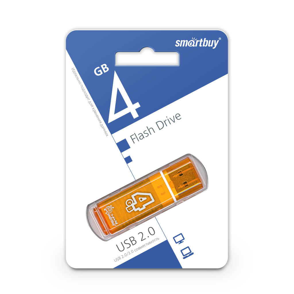 Флэш-диск Smart Buy 4Gb Glossy series Orange