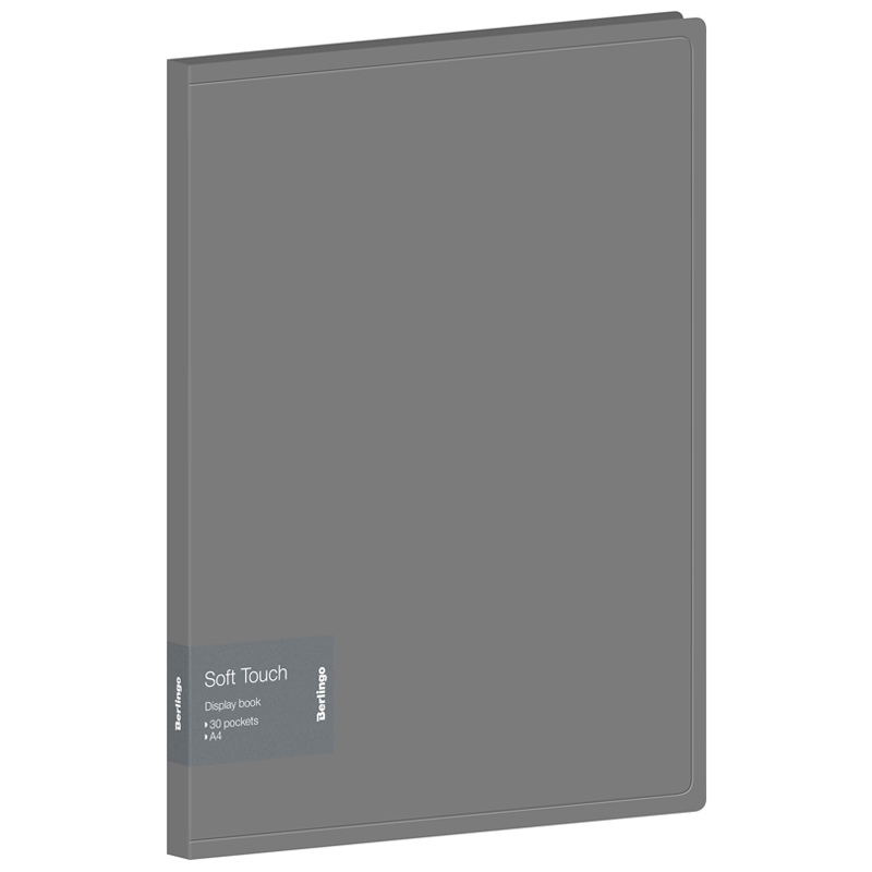 Папка 30 файлов Berlingo "Soft Touch", 17мм, 700мкм, серая, с внутр. карманом