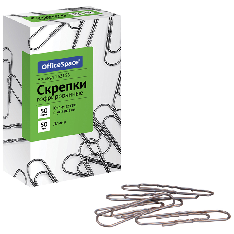 Скрепки 50мм*50шт OFFICESPACE  гофрированные к/к