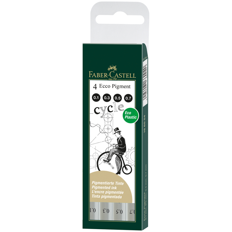 Набор капиллярных ручек Faber-Castell "Ecco Pigment" черные, 4шт