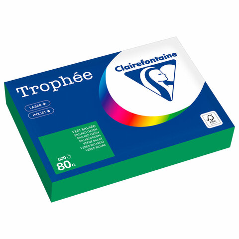 Бумага цветная CLAIREFONTAINE, А4, 80 г/м2, 500 л., интенсив, травяной, Франция, 1991C