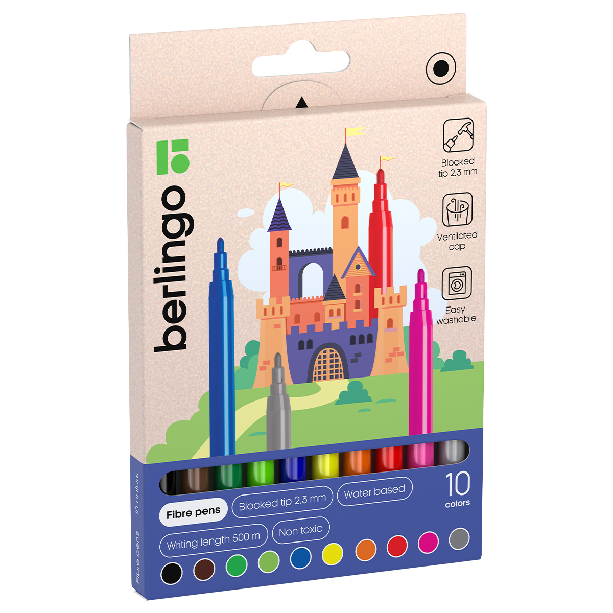 Фломастеры 10цв Berlingo Замки, картон. уп., европодвес 1/12