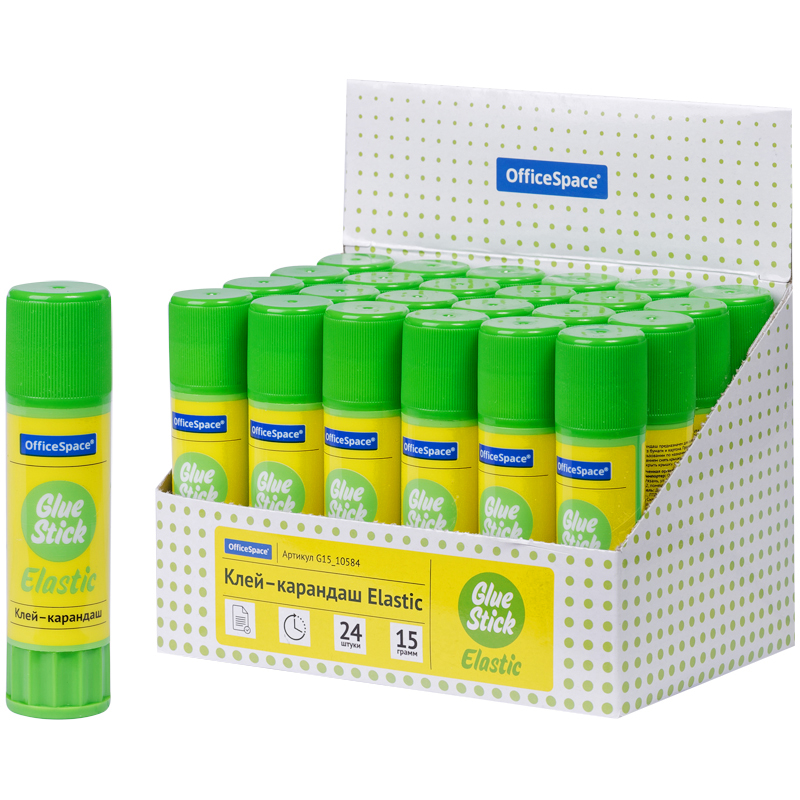 Клей-карандаш 15гр OfficeSpace Elastic 1/24