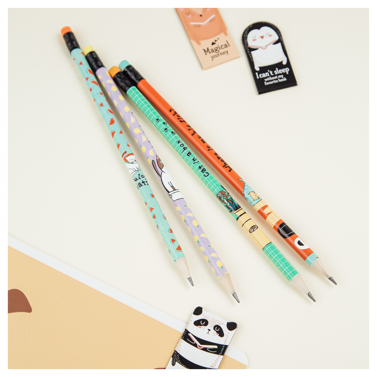Карандаш ч/г MESHU "Jucy cats", HB, заточен., с печатью, с ластиком, ассорти, туба MS_47223