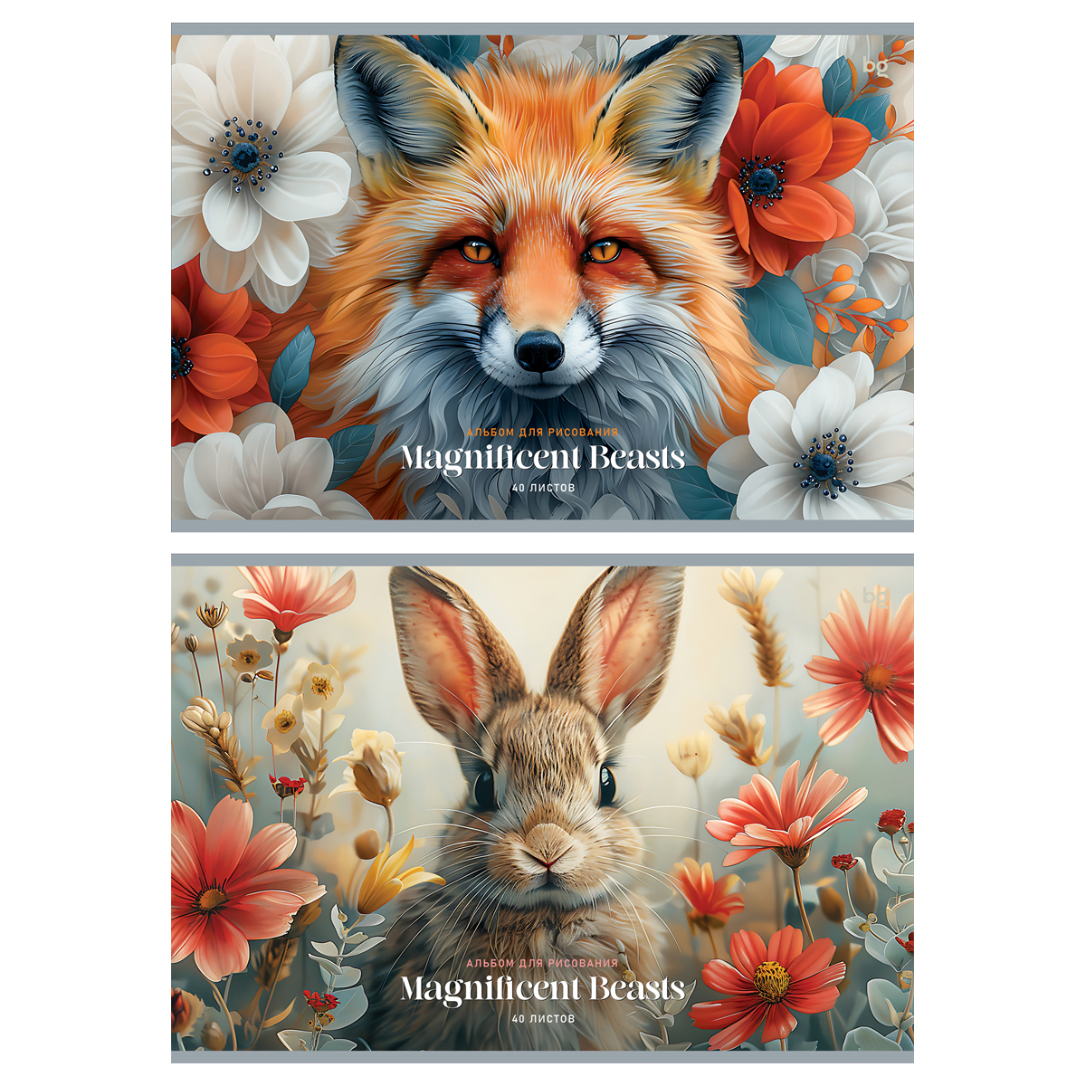 Альбом для рисования 40л А4 склейка BG "Великолепные животные", 120г/м2