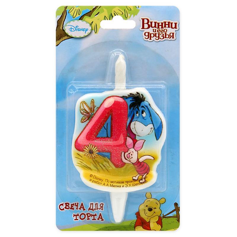 Свеча цифра 4 Винни-Пух 10см