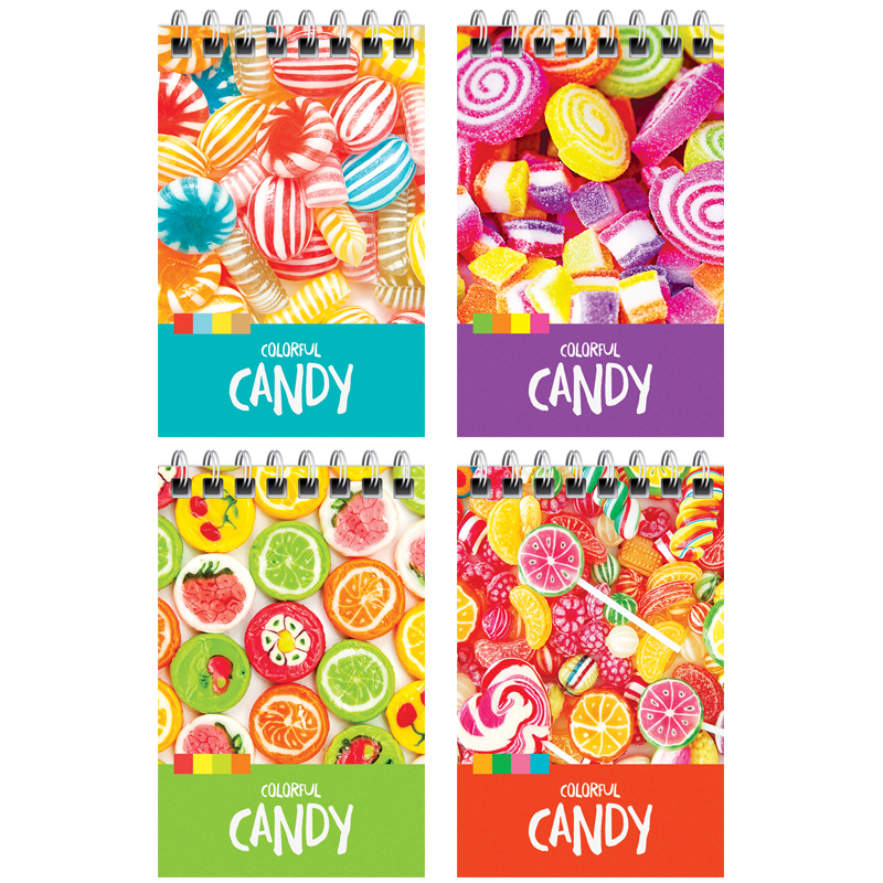 Блокнот А7 40л гребень ArtSpace Путешествия. Леденцы. Colorful candy
