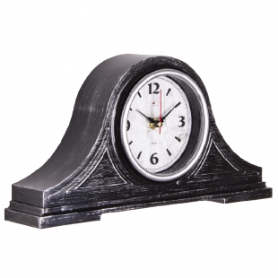 1834-006(10) Часы настольные 35х18 см, корпус черный с серебром "Классика"  "Рубин"