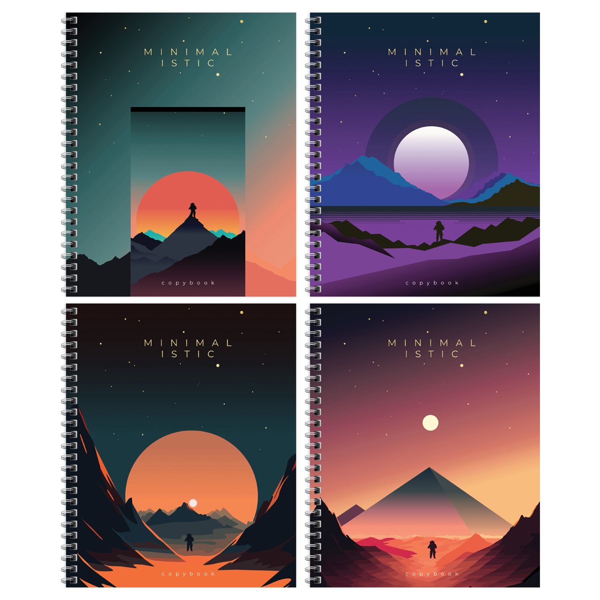 Тетрадь А5 96л кл гребень BG "Minimalistic", глянцевая ламинация, тиснение фольгой, твердая