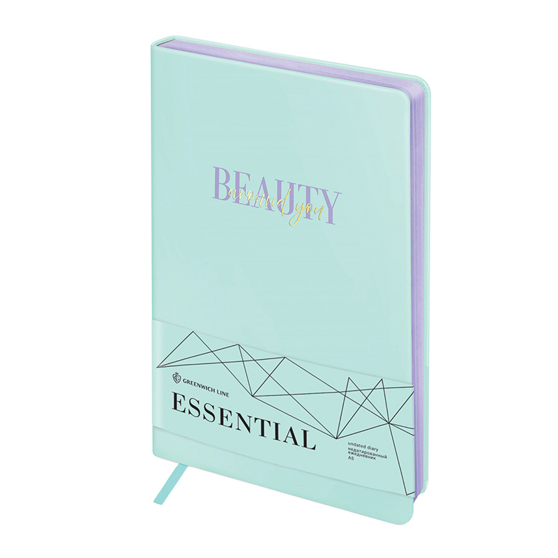 Ежедневник недатир. A5, 136л., кожзам, Greenwich Line "Essential. Mint", тон. блок, цв. срез