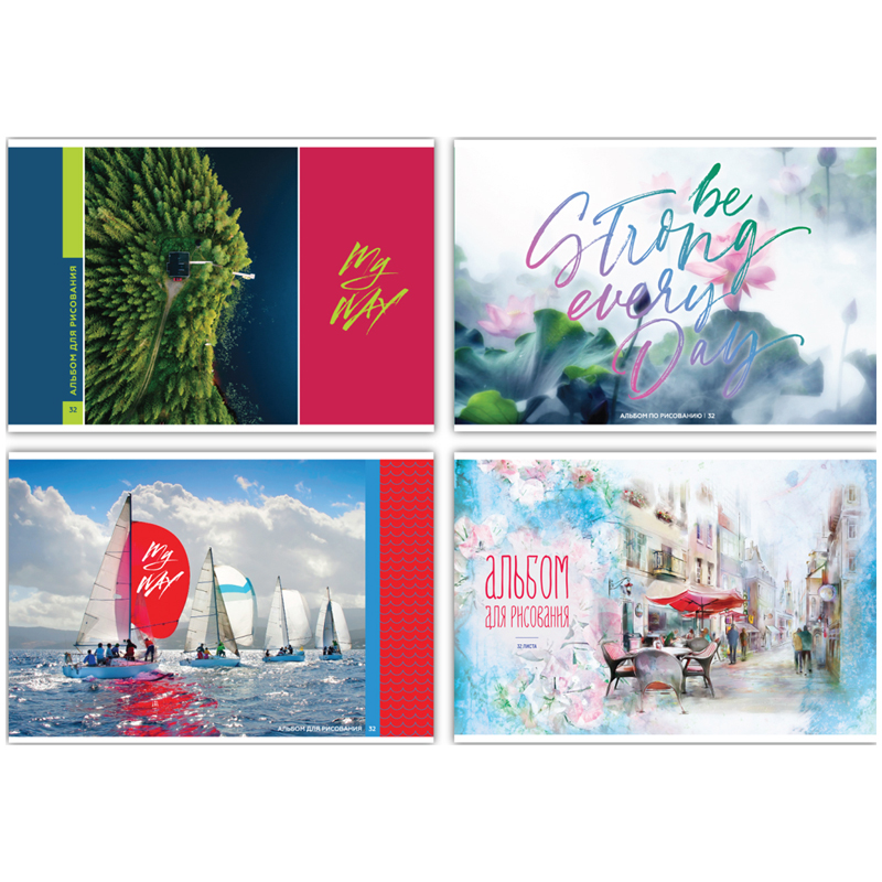 Альбом для рисования 32л А4 скрепка BG "Mix", эконом