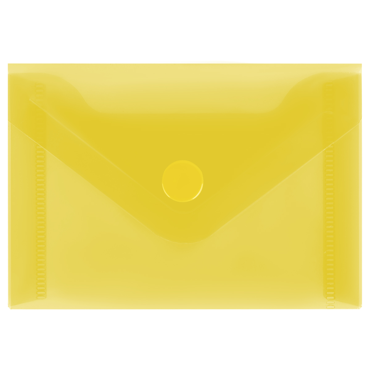 Папка-конверт на кнопке СТАММ А7 (74*105мм) 150мкм, пластик, прозрачная, желтая