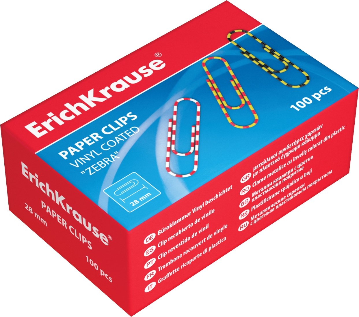 Скрепки 33мм*100шт ErichKrause зебра