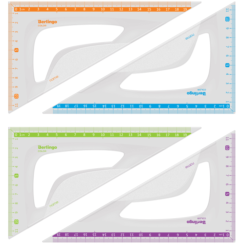 Треугольник пластиковый 19см 30/60градусов Berlingo Color ассорти  1/24