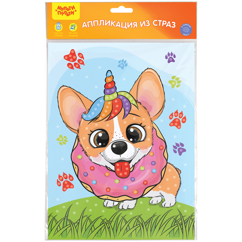 Аппликация стразами МУЛЬТИ-ПУЛЬТИ Милый корги 21*29,5см