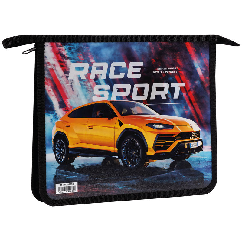 Папка для тетрадей 1 отделение А5 ArtSpace "Race Sport", пластик/картон, на молнии ПТ-715_42200