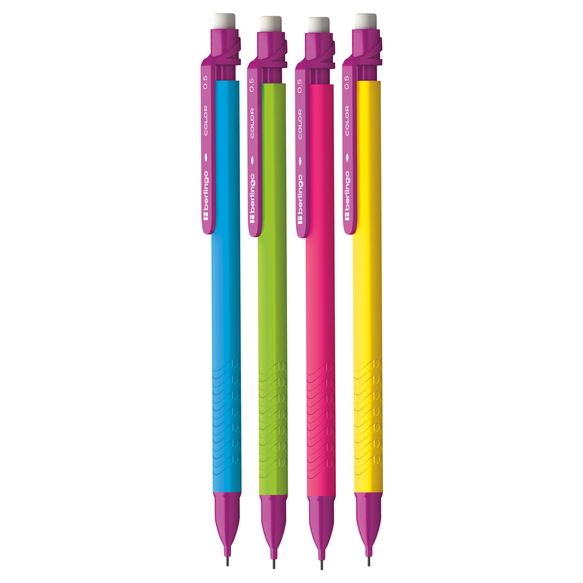 Карандаш механический 0,5мм Berlingo "Color", с ластиком, ассорти