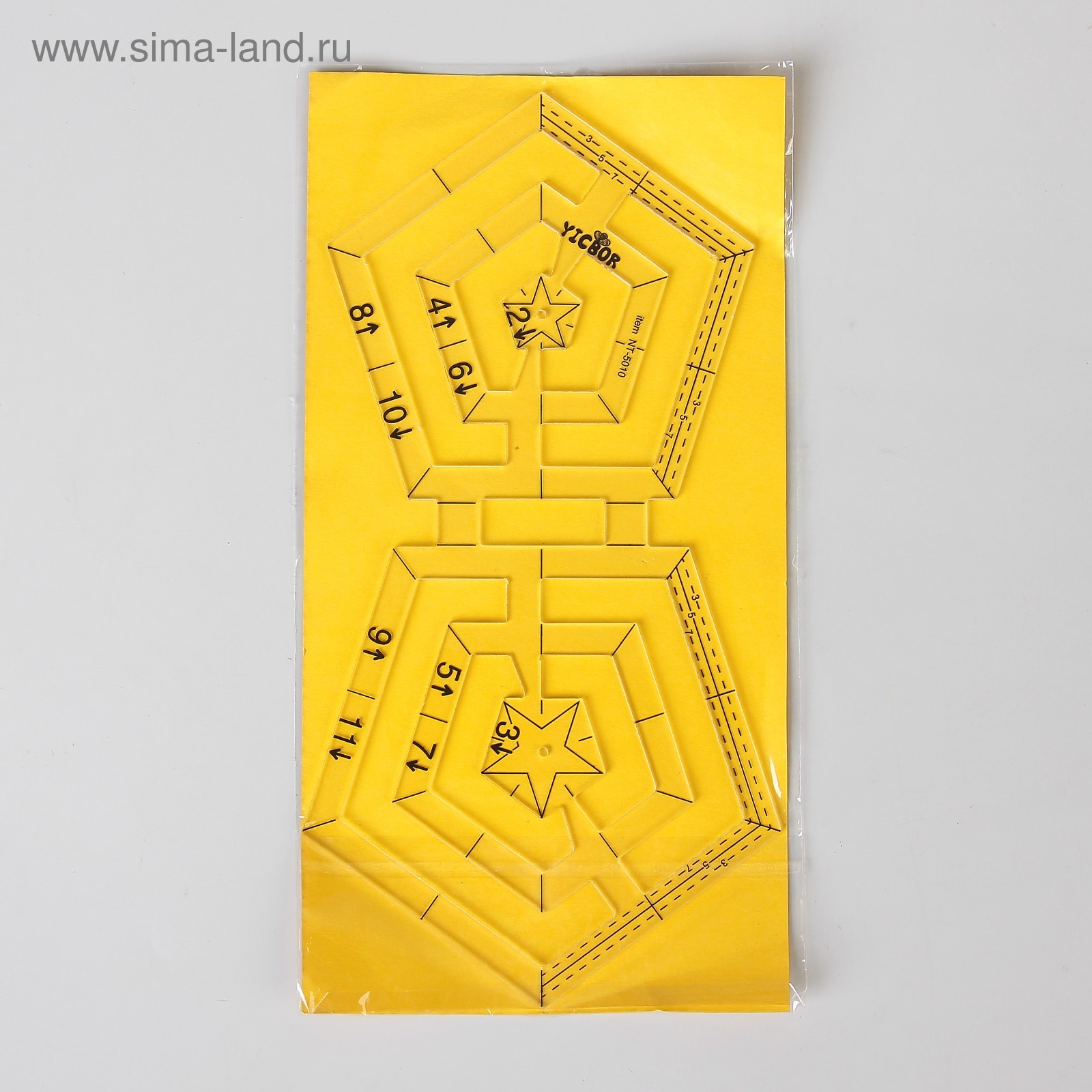 Линейка для квилтинга и пэчворка, 22 × 11,5 см, цвет белый