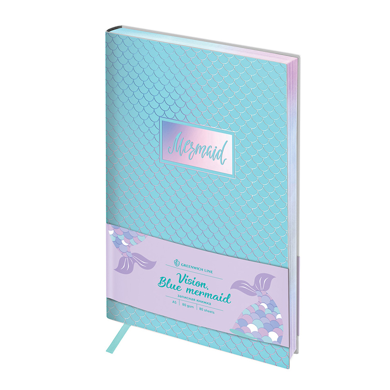 Записная книжка А5 80л Лайт Greenwich Line. Vision. Blue mermaidблок, зол.срез Записная книжка А5 80л Лайт Greenwich Line. Vision. Blue mermaidблок, зол.срез