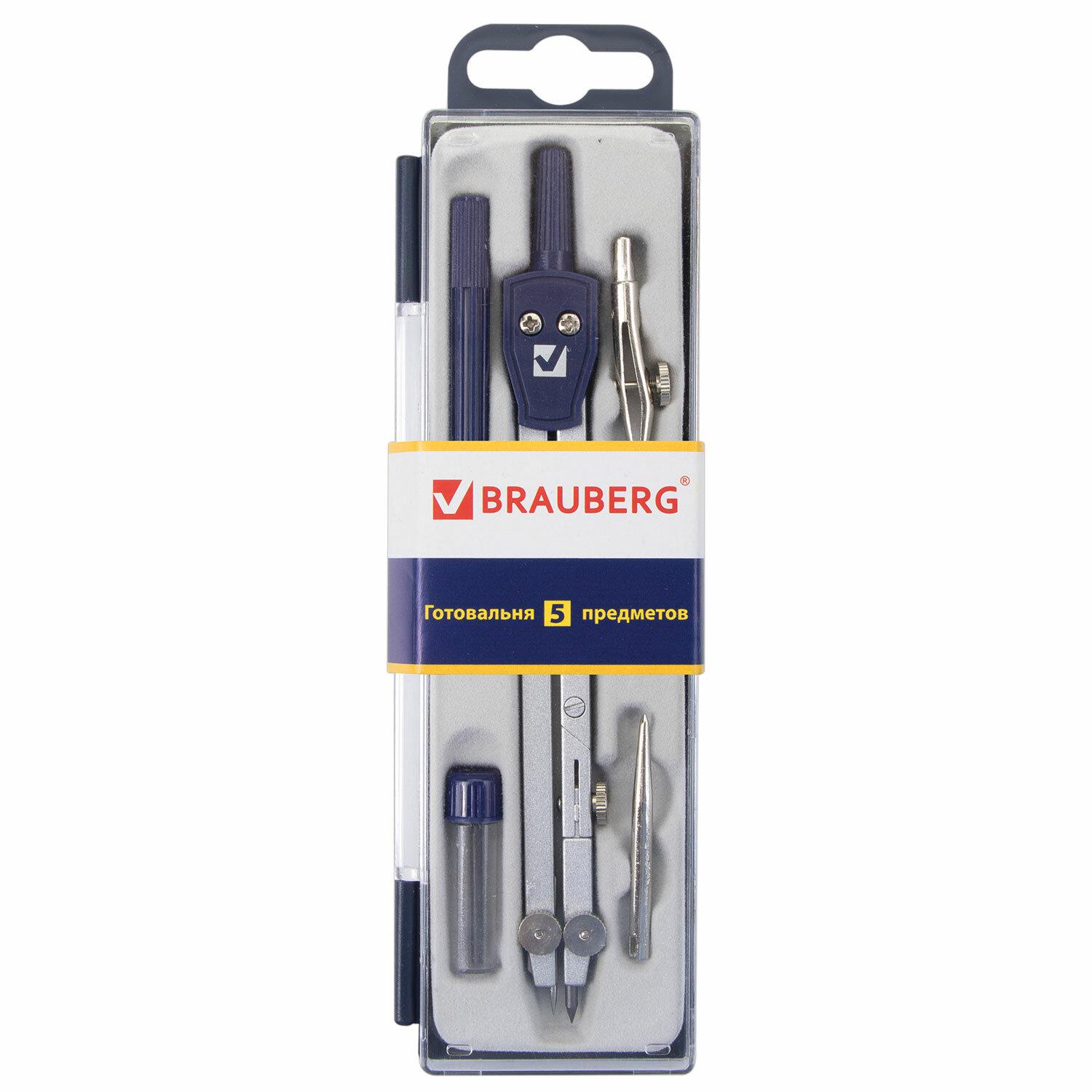 Готовальня 5пр BRAUBERG Student Oxford пласт.пенал