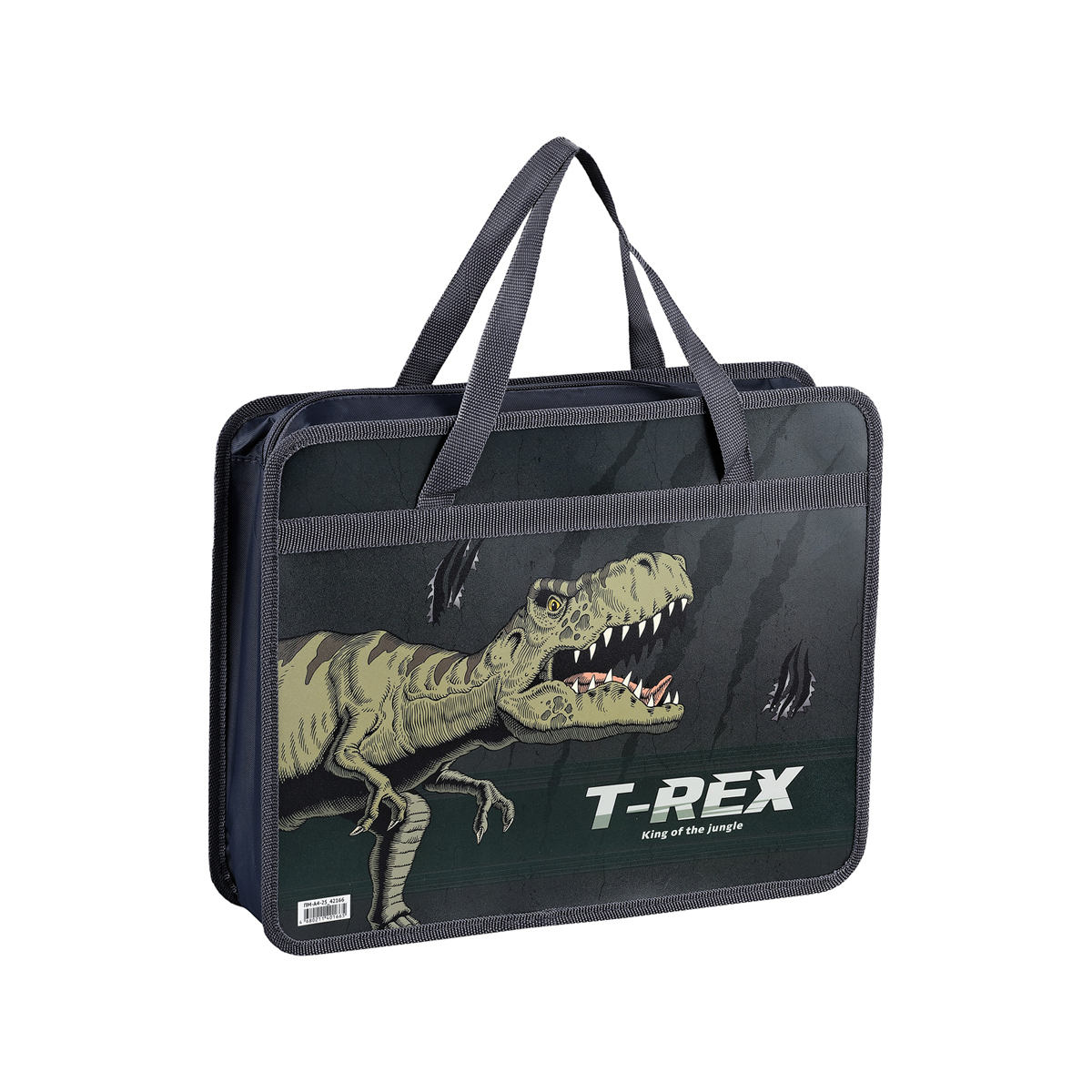 Папка с ручками А4 ArtSpace "T-Rex", пластик, на молнии, 80мм