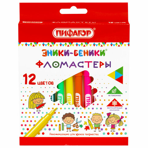 Фломастеры 12цв ПИФАГОР Эники-Беники, вентилир. колпачок  1/12