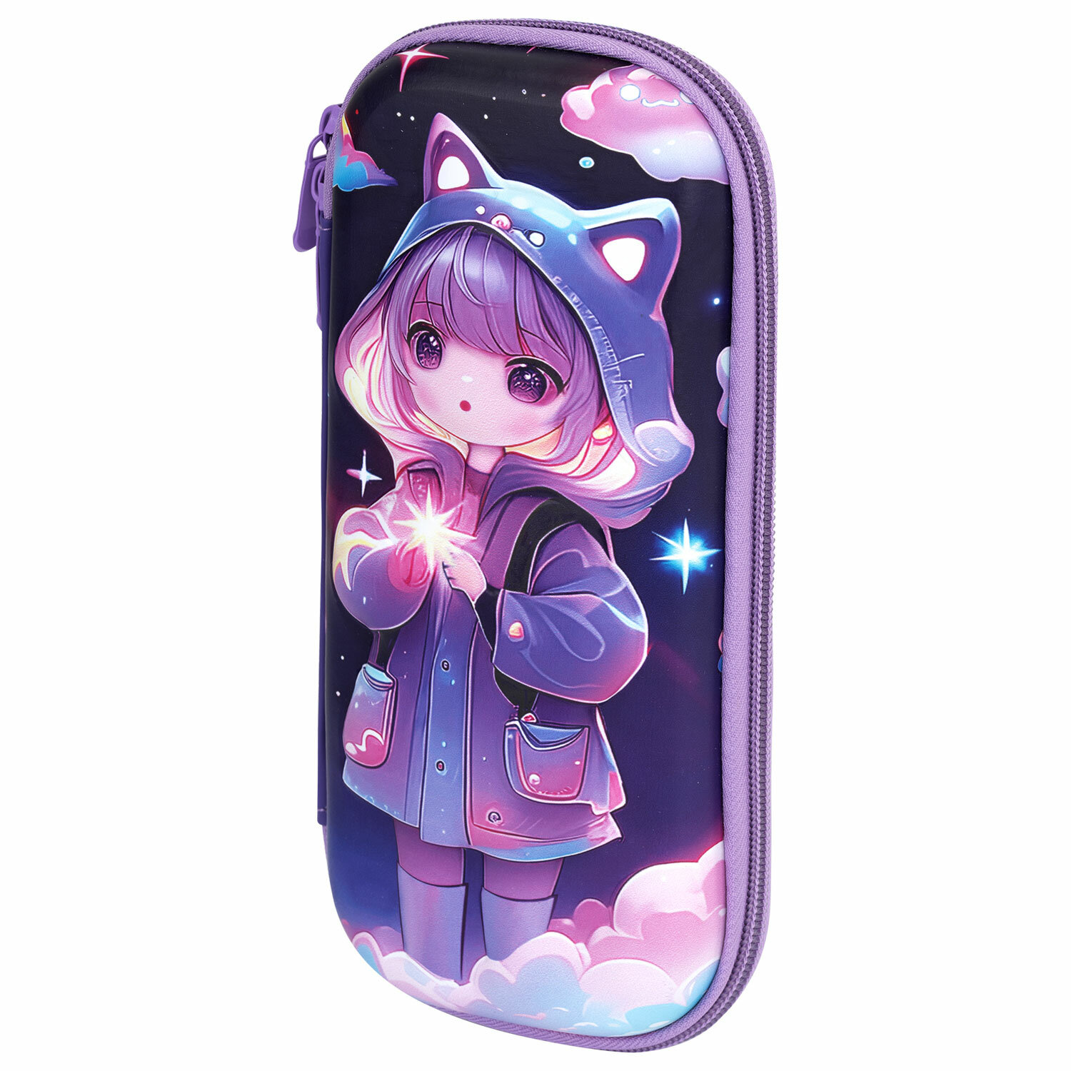 Пенал ЮНЛАНДИЯ, 1 отделение, 1 откидная планка, карман, EVA покрытие soft-touch, 22х10х5 см, "Sky Gi