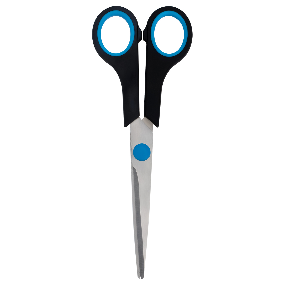 Ножницы 17cм OfficeSpace черные с синими вставками, ПВХ, чехол