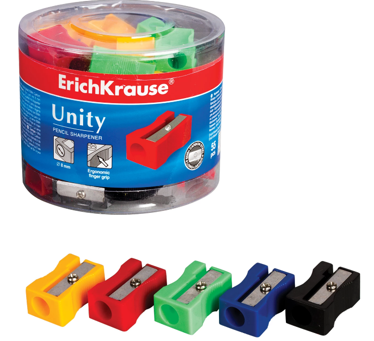 Точилка пластик 1лезвие ErichKrause "Unity" прямоугольная, цвет ассорти, 38012