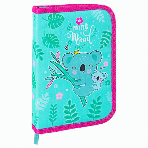 Пенал BRAUBERG, 1 отделение, 1 откидная планка, ткань, 21х14 см, "Koala"