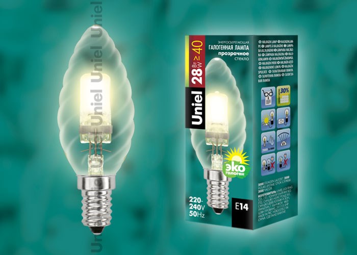 Uniel HCL-28/CL/E14 candle twiste Лампа галогенная