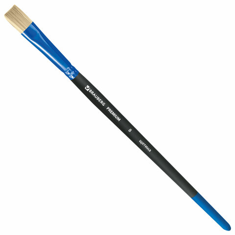 Кисть Щетина плоская №8 BRAUBERG PREMIUM, 