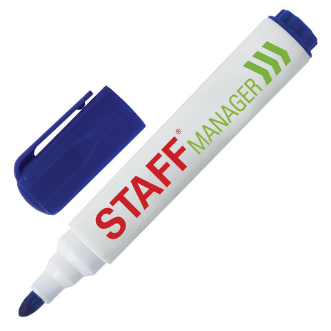 Маркер для белой доски синий STAFF "Manager" WBM-491, 5 мм, с клипом