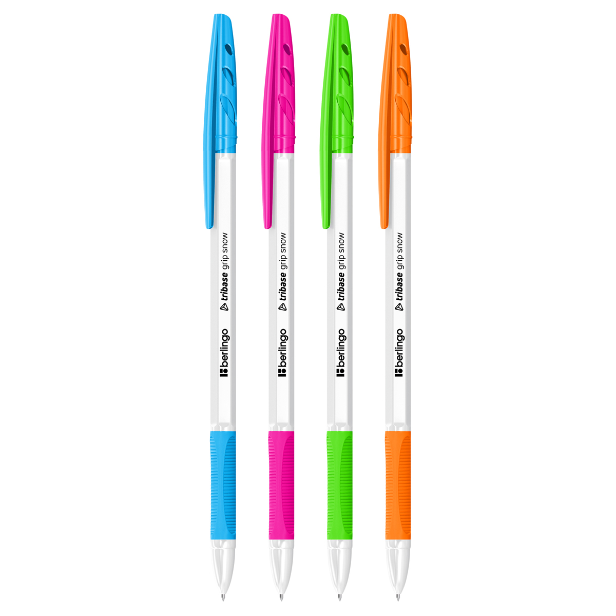Ручка шариковая синяя Berlingo "Tribase grip snow" , 0,7мм, грип, ассорти