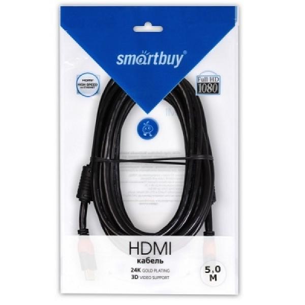 Кабель Smart Buy HDMI to HDMI A-M/A-M 5m 2фильтра