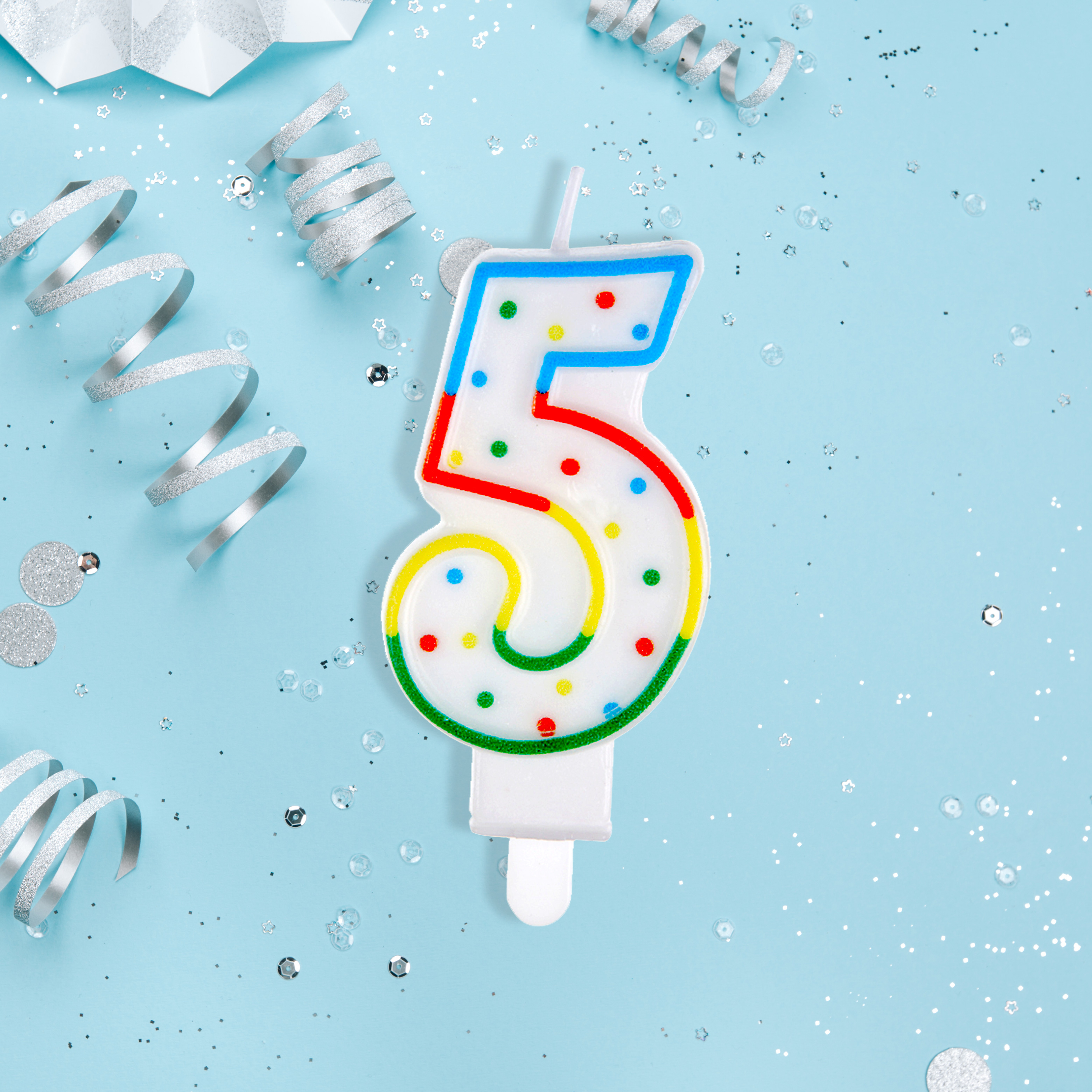 Свеча цифра 5 с держателем MESHU 8,5см, блистер