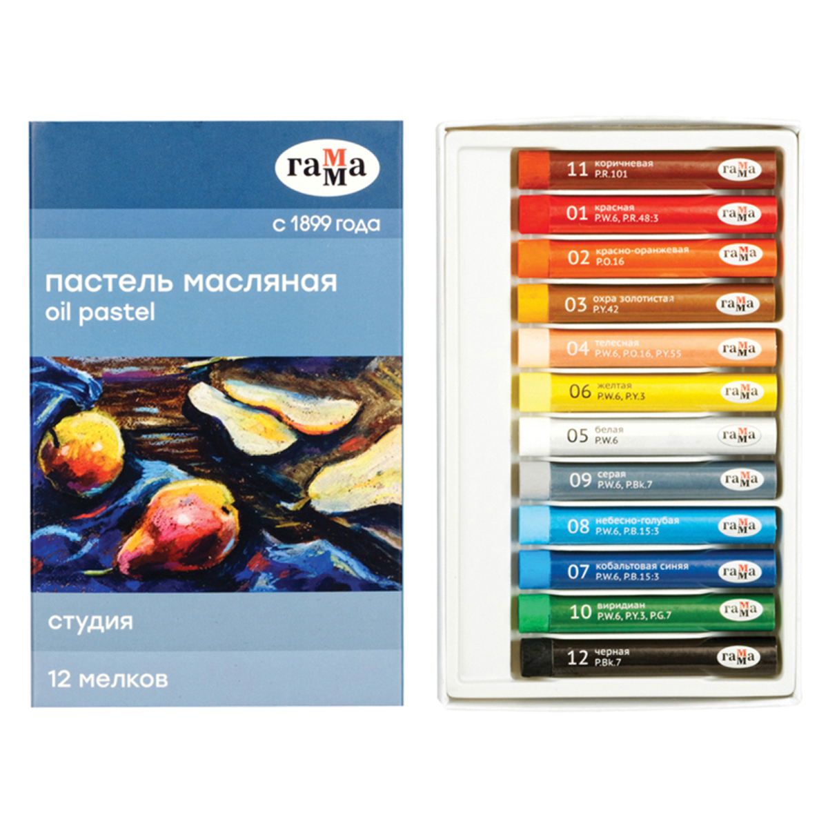 Пастель масляная ГАММА Студия 12цв