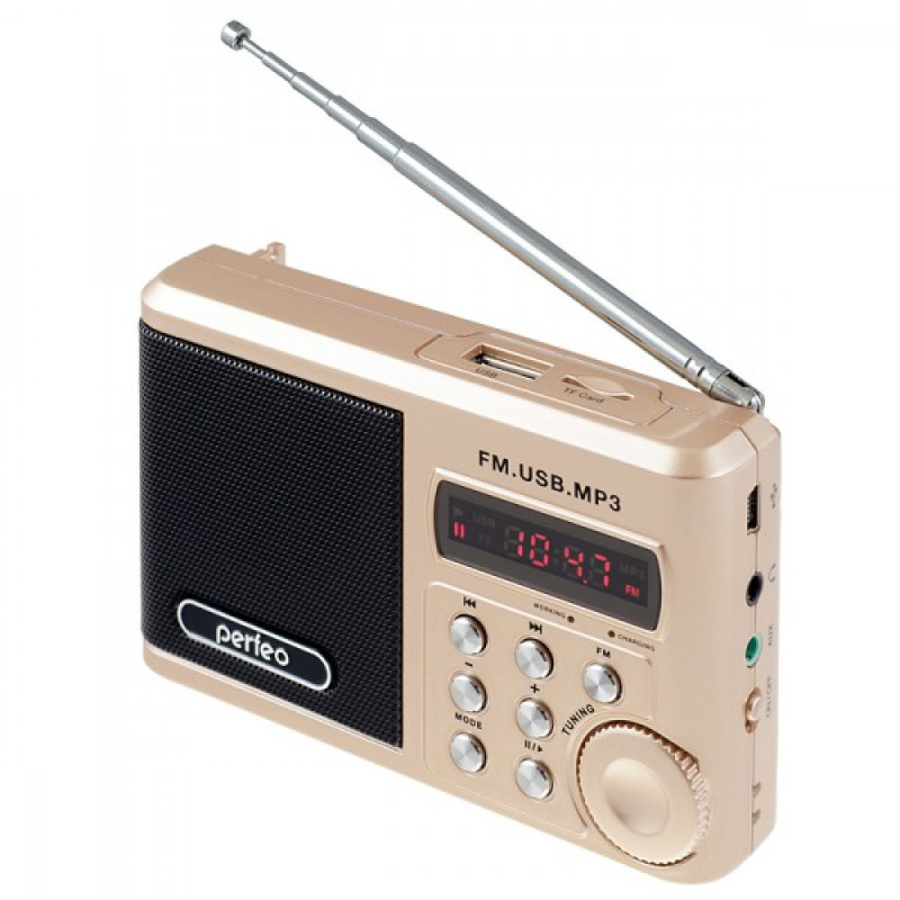 Perfeo мини-аудио Sound Ranger FM MP3 USB шамп. золот
