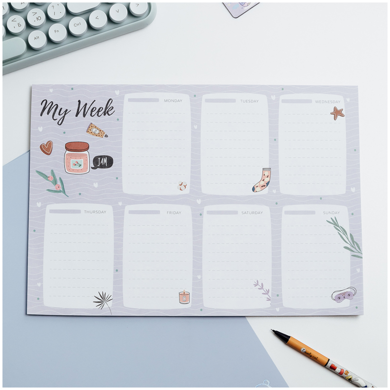 Планер на неделю MESHU 297*210 мм (А4), 30л., "Sweet jam", на склейке