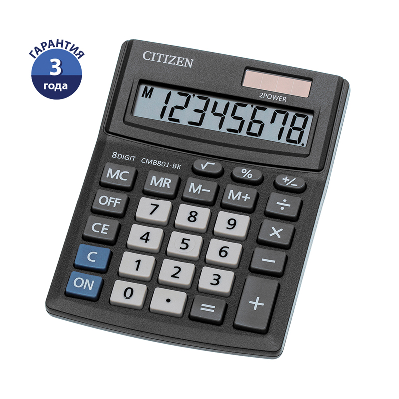 Калькулятор настольный Eleven Business Line CMB801-BK, 8 разрядов, двойное питание, 102*137*31мм, че