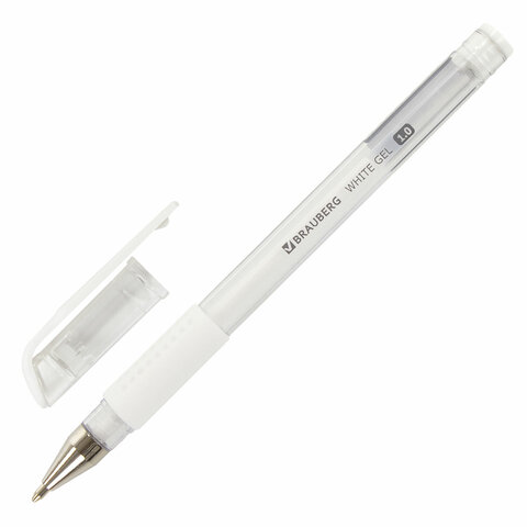 Ручка гелевая белая BRAUBERG White 1.0мм 1/12
