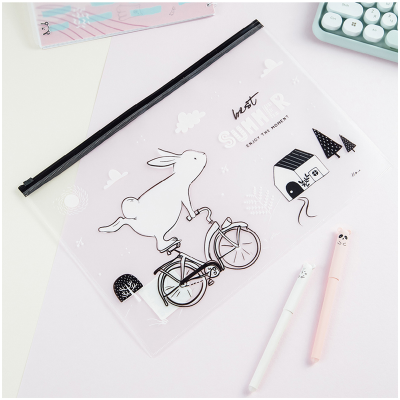 Папка-конверт на молнии MESHU "Best summer", 150мкм, прозрачная, с рисунком