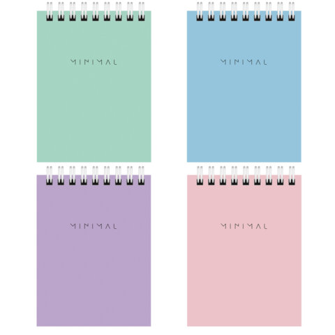Блокнот МАЛЫЙ ФОРМАТ А7 75х105 мм, 40 л., гребень, картон, клетка, BRAUBERG "Minimal Pastel"