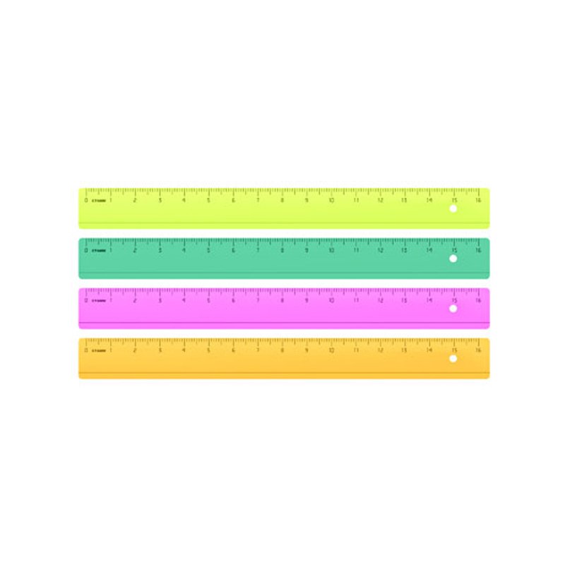 Линейка 16см пластиковая СТАММ Neon Cristal ассорти 1/20