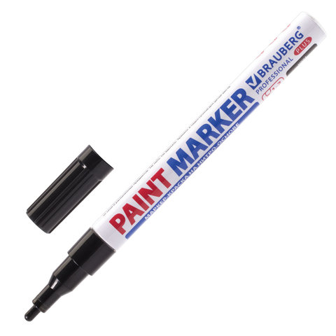 Маркер-краска лаковый (paint marker) 2 мм, ЧЕРНЫЙ, НИТРО-ОСНОВА, алюминиевый корпус, BRAUBERG PROFES